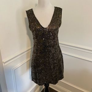 Express Sequin Gold & Black Dress